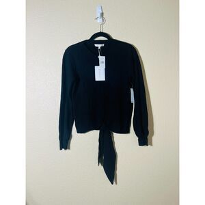 NWT WAYF Where are You From Viscose Black Sweater Small Tie Front Chic Capsule